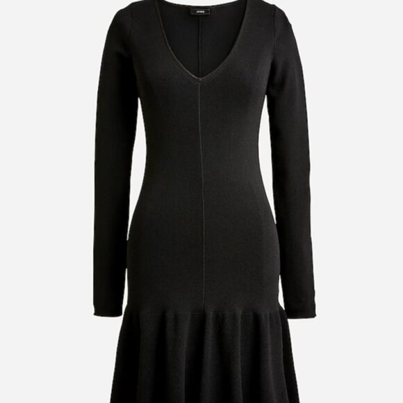 J.Crew Ruffle-hem sweater-dress Black Knit Size Small - Picture 2 of 9